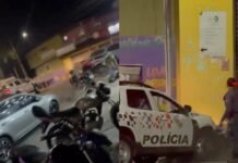 Vídeo expõe versões distintas após colisão com viatura Motociclista é atropelado por viatura da PM (Foto-Reprodução)